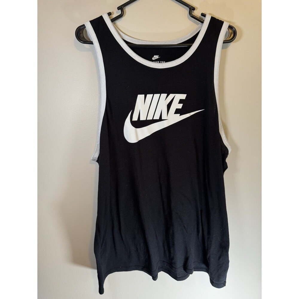 Nike The Nike Tee Athletic Cut Mens Small Tank Top Black White Top